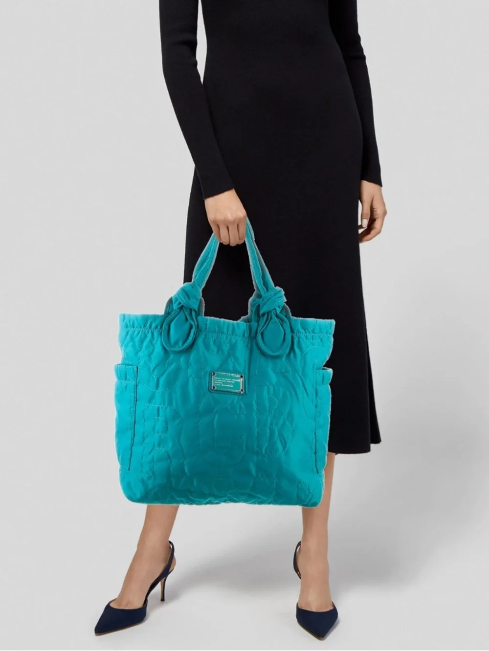 Marc Jacobs Green quilted large nylon logo engraved green washable Tote handBag